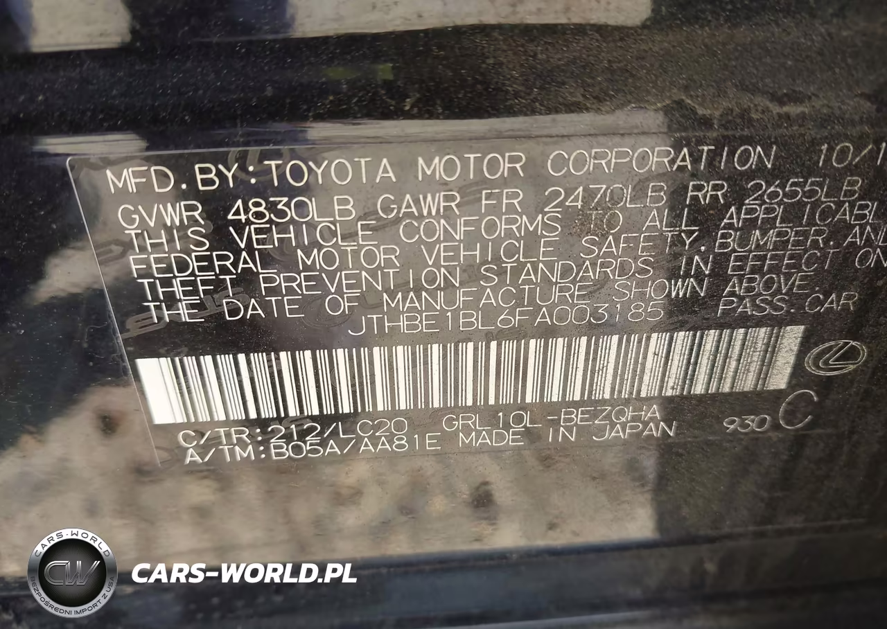 2015 Lexus Gs 350 VIN:JTHBE1BL6FA003185 - 9