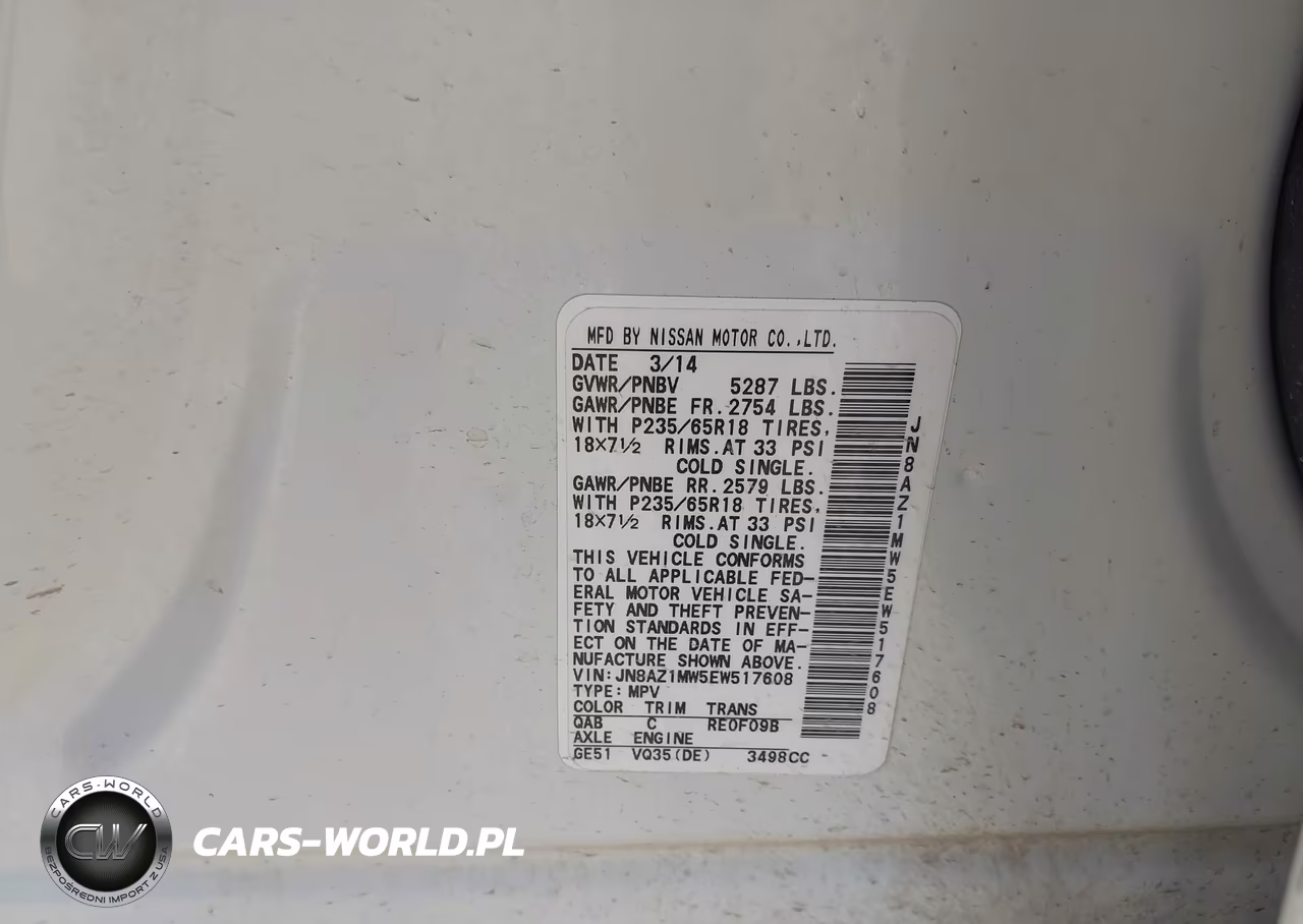 2014 Nissan Murano Sl VIN:JN8AZ1MW5EW517608 - 9
