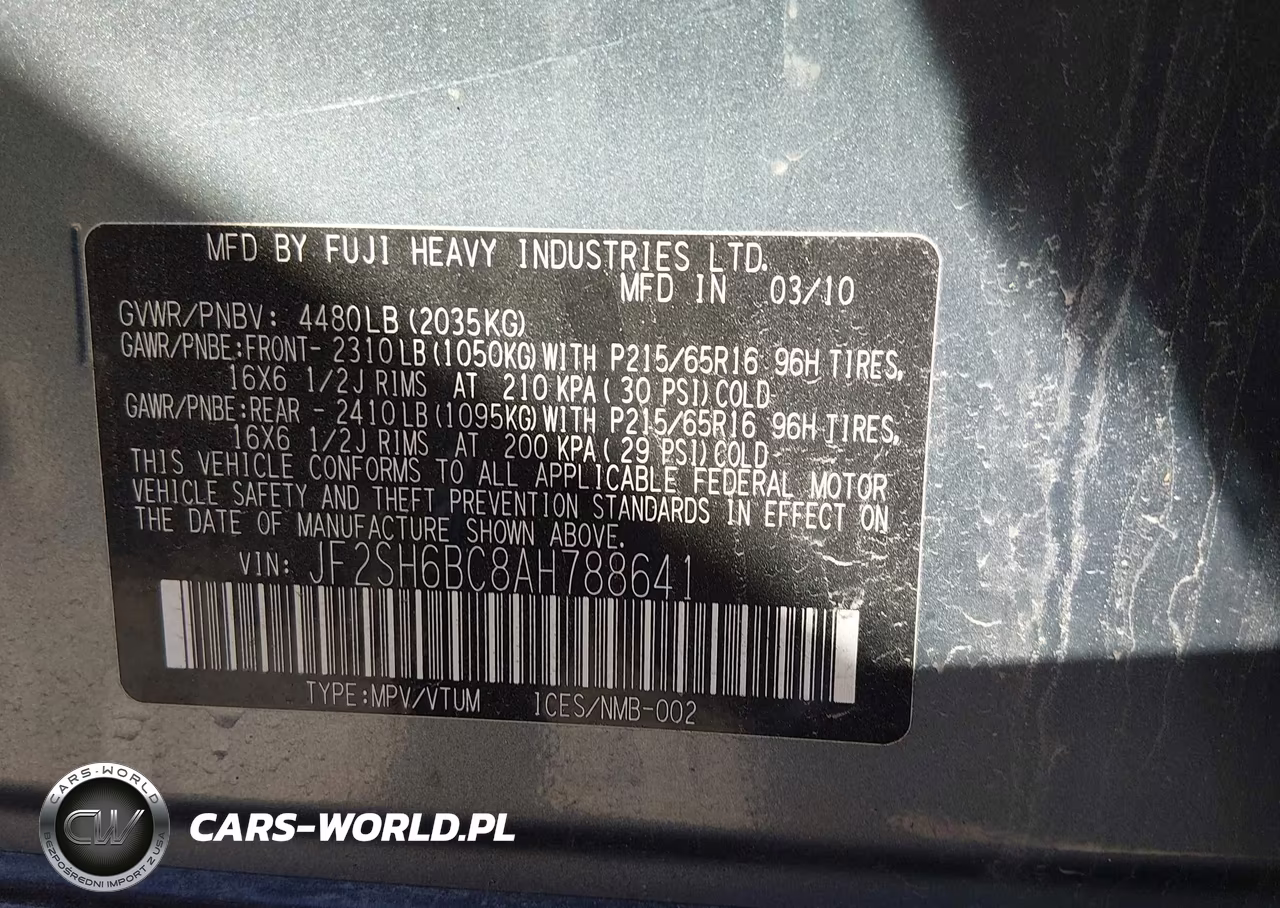 2010 Subaru Forester 2.5X VIN:JF2SH6BC8AH788641 - 9