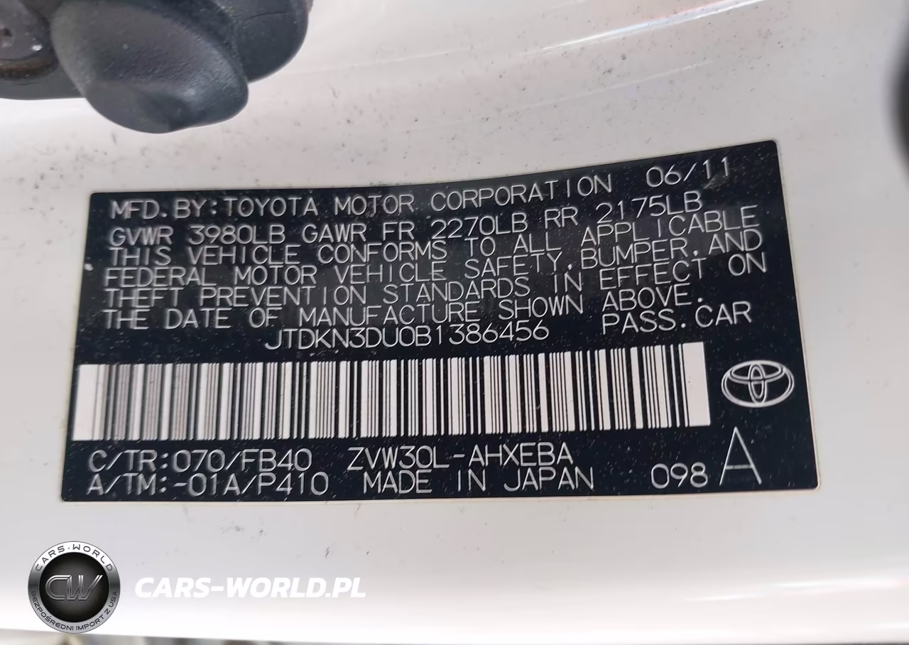2011 Toyota Prius Two VIN:JTDKN3DU0B1386456 - 9