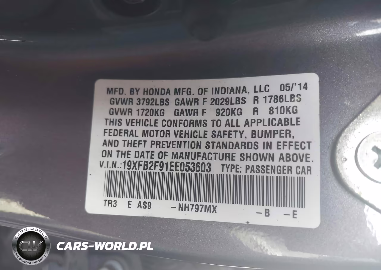 2014 Honda Civic Ex-L VIN:19XFB2F91EE053603 - 9