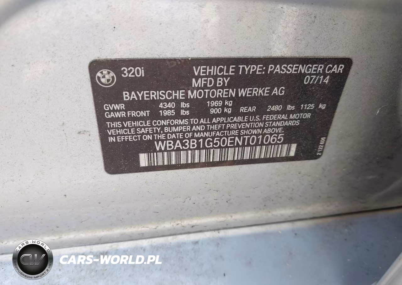 2014 BMW 320I VIN:WBA3B1G50ENT01065 - 9