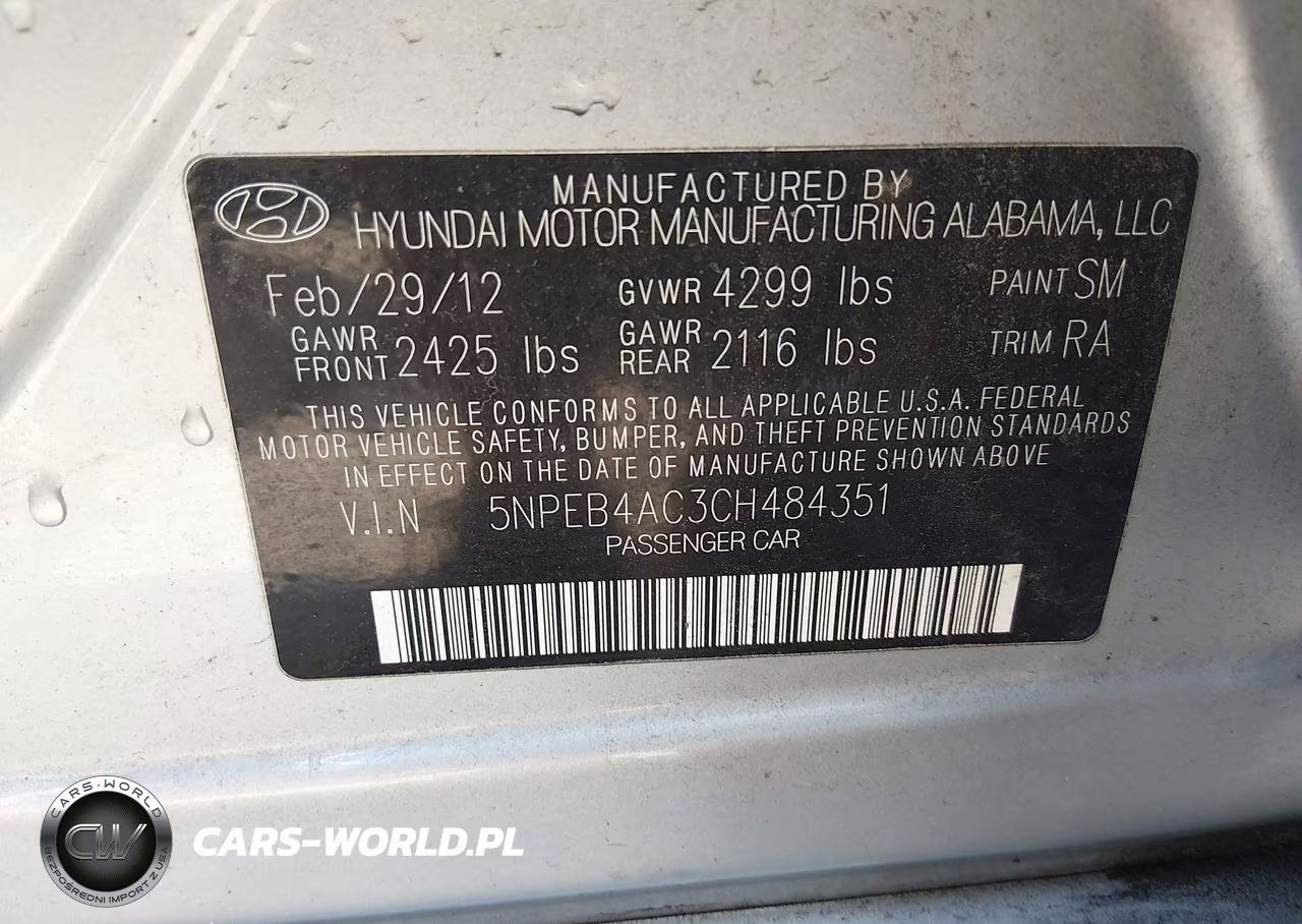 2012 Hyundai Sonata Gls VIN:5NPEB4AC3CH484351 - 9