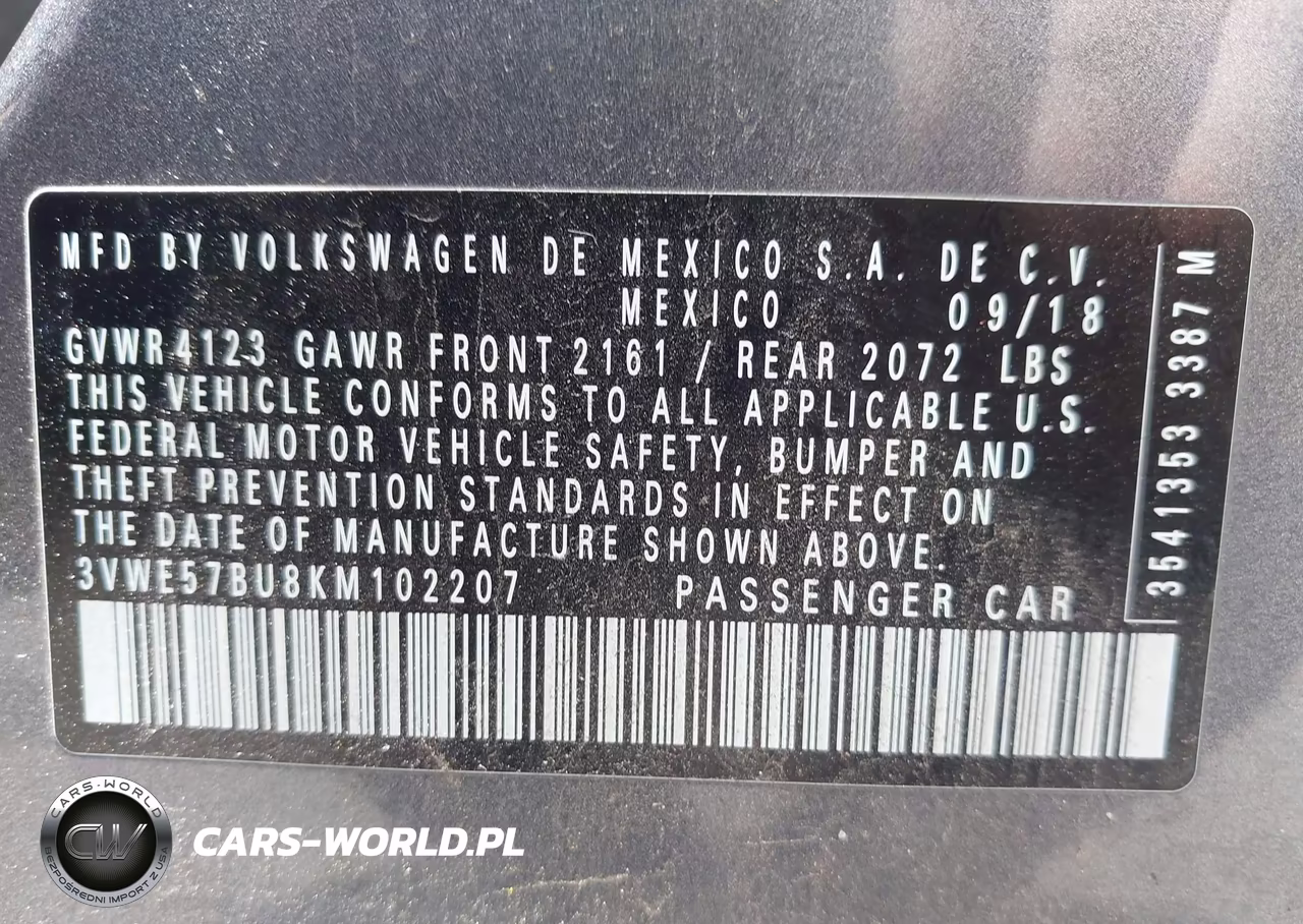 2019 Volkswagen Jetta 1.4T Sel VIN:3VWE57BU8KM102207 - 9