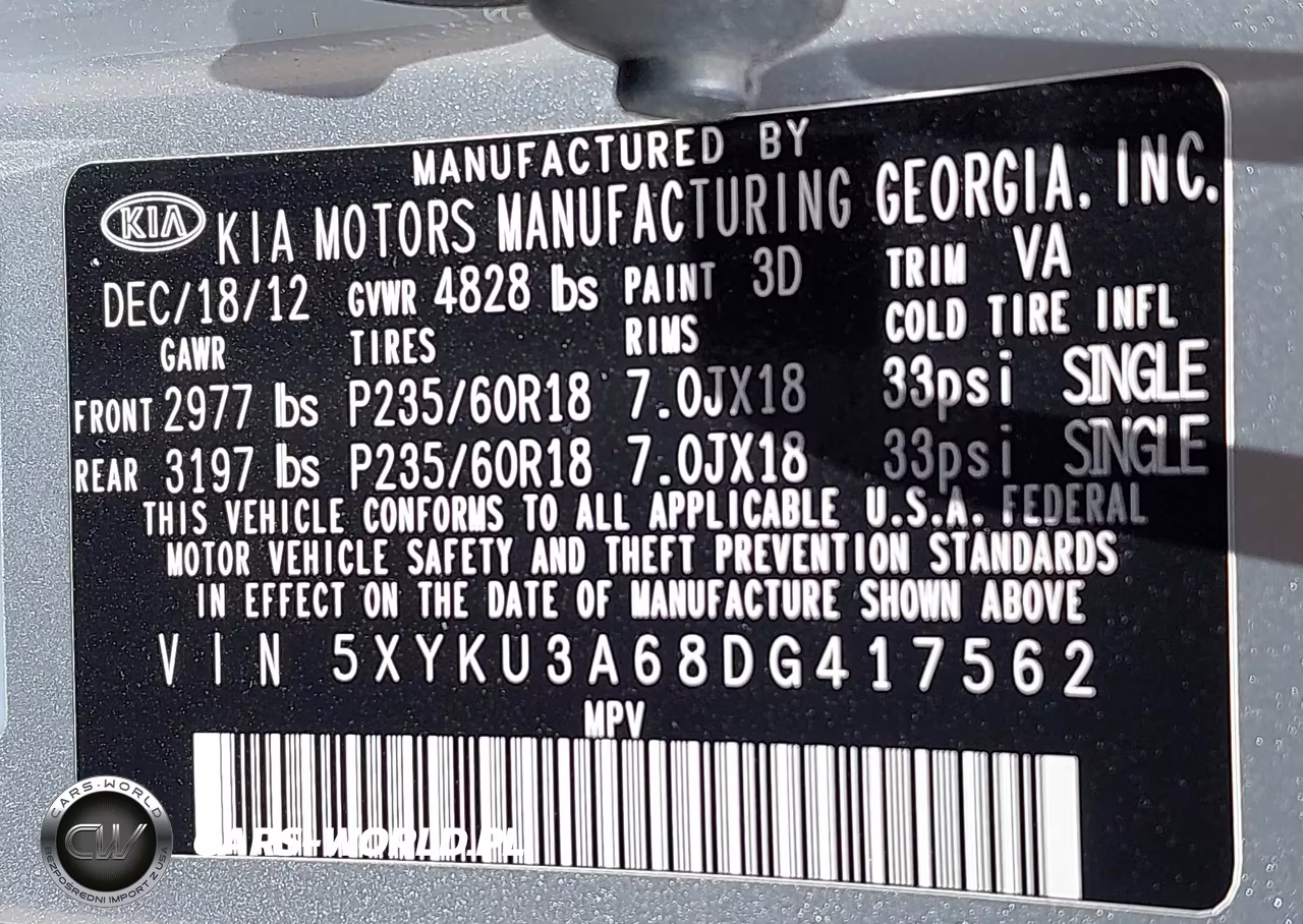 2013 Kia Sorento Ex VIN:5XYKU3A68DG417562 - 9