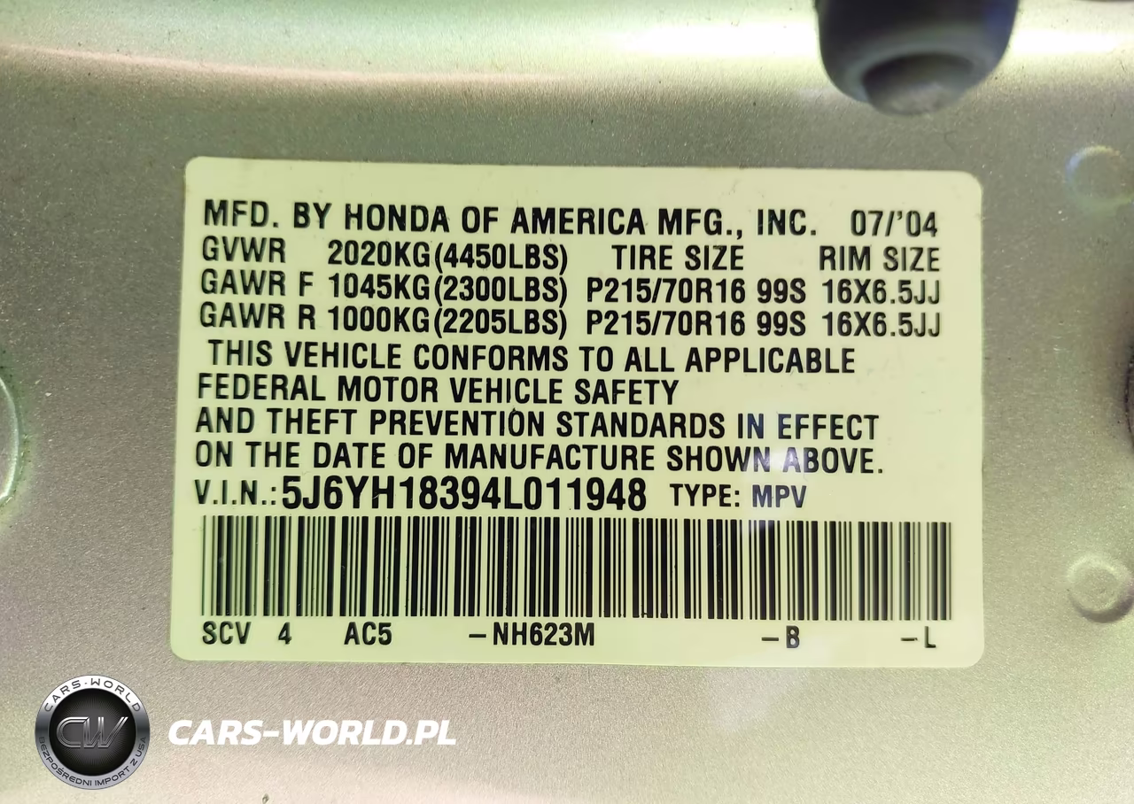 2004 Honda Element Lx VIN:5J6YH18394L011948 - 9