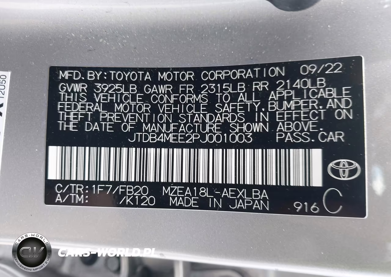 2023 Toyota Corolla Le VIN:JTDB4MEE2PJ001003 - 9