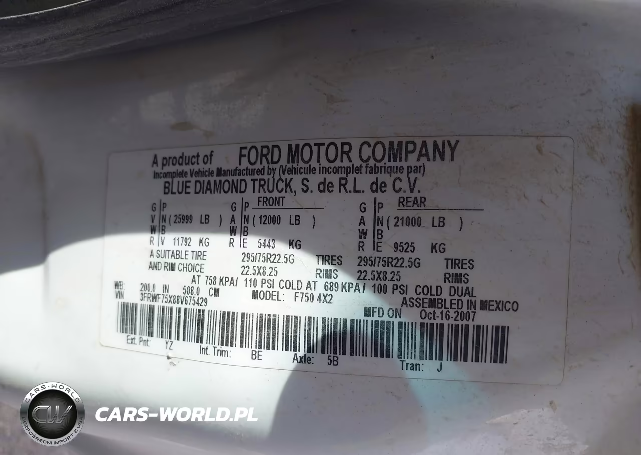 2008 Ford F-750 Xl-Xlt VIN:3FRWF75X88V675429 - 8
