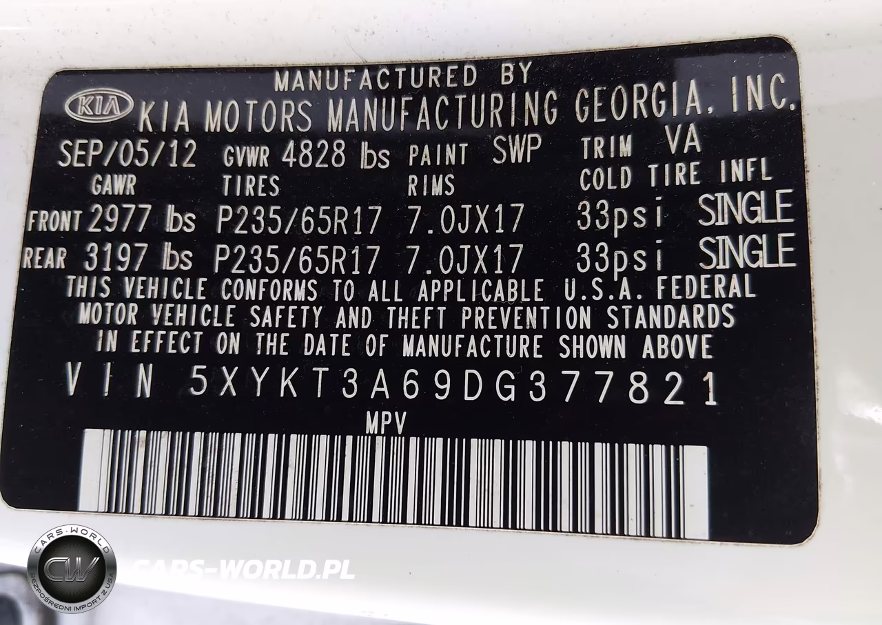 2013 Kia Sorento Lx VIN:5XYKT3A69DG377821 - 9