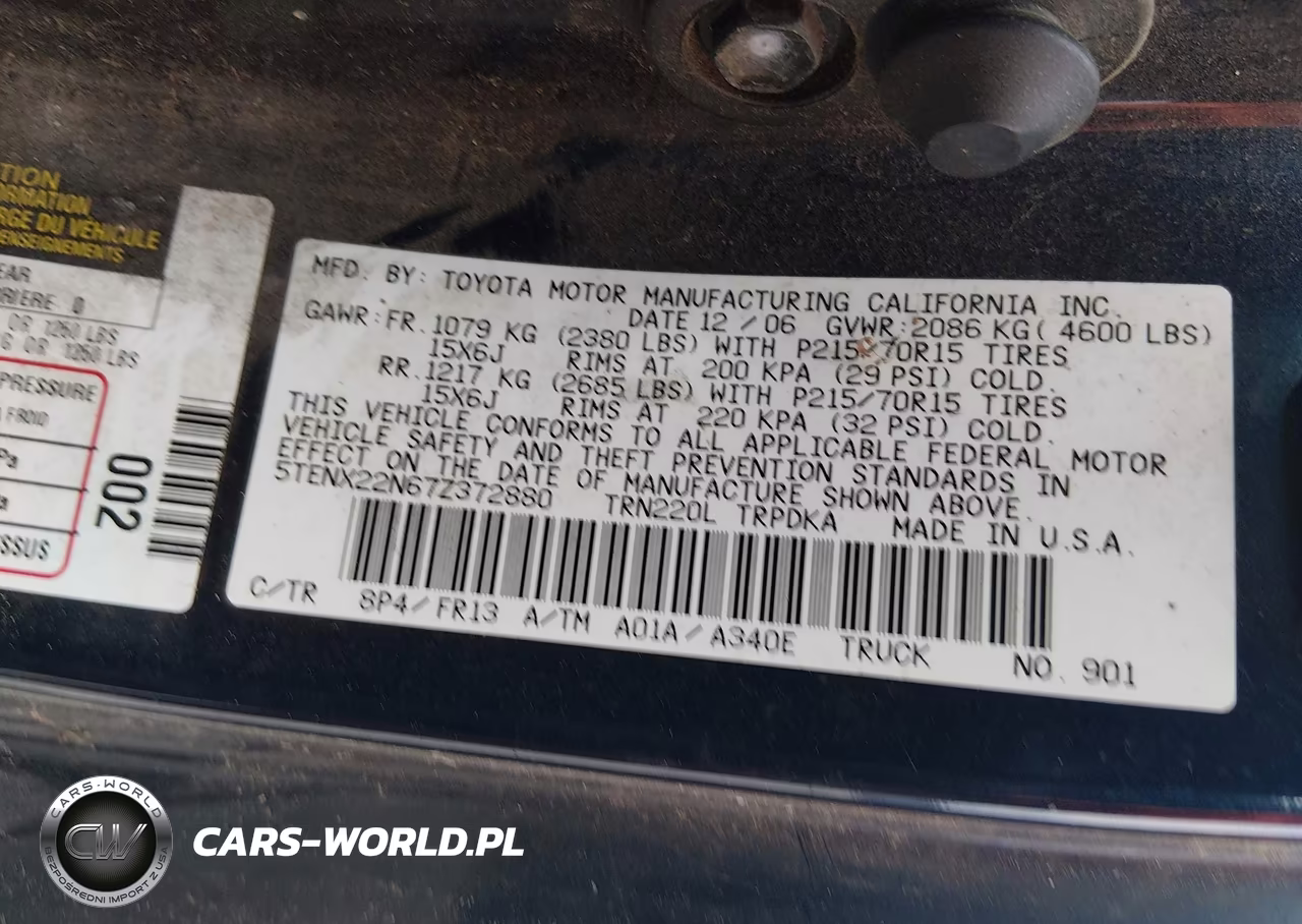 2007 Toyota Tacoma VIN:5TENX22N67Z372880 - 12