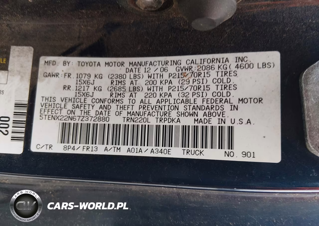2007 Toyota Tacoma VIN:5TENX22N67Z372880 - 9