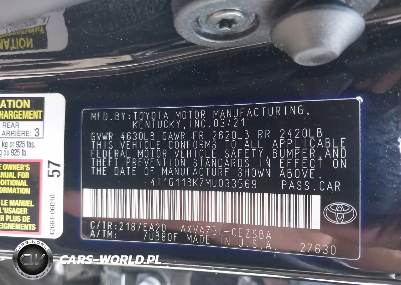 2021 Toyota Camry Se Awd VIN:4T1G11BK7MU033569 - 9