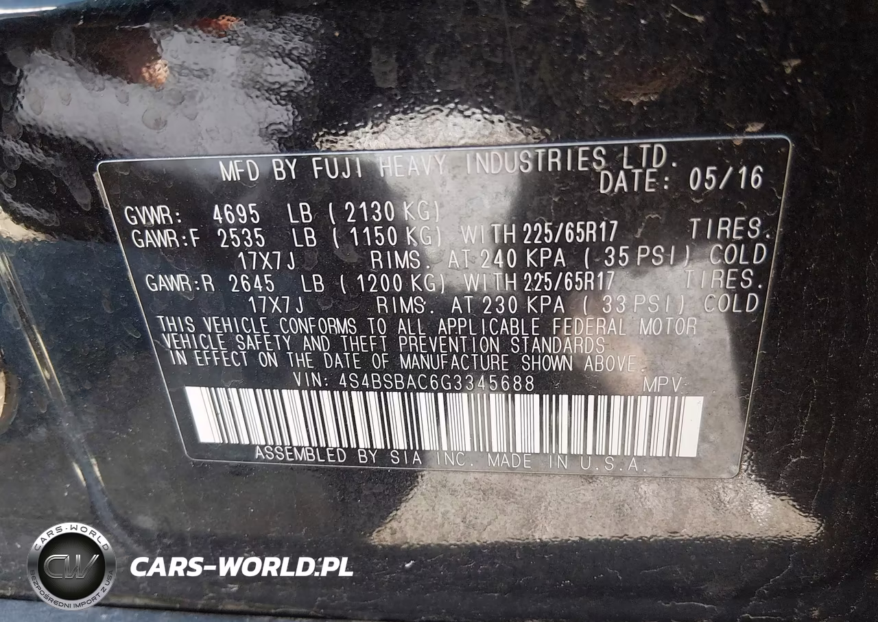 2016 Subaru Outback 2.5I VIN:4S4BSBAC6G3345688 - 9