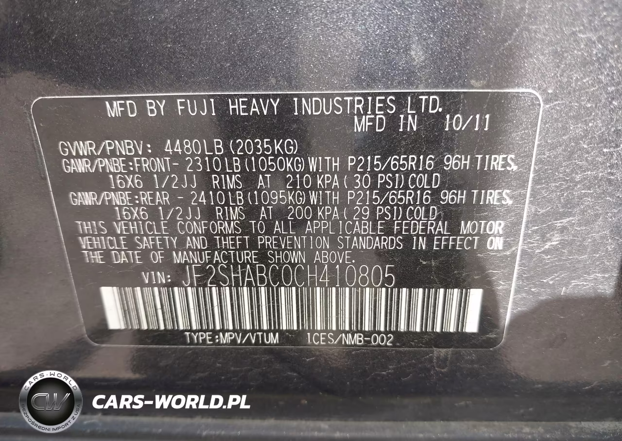2012 Subaru Forester 2.5X VIN:JF2SHABC0CH410805 - 9