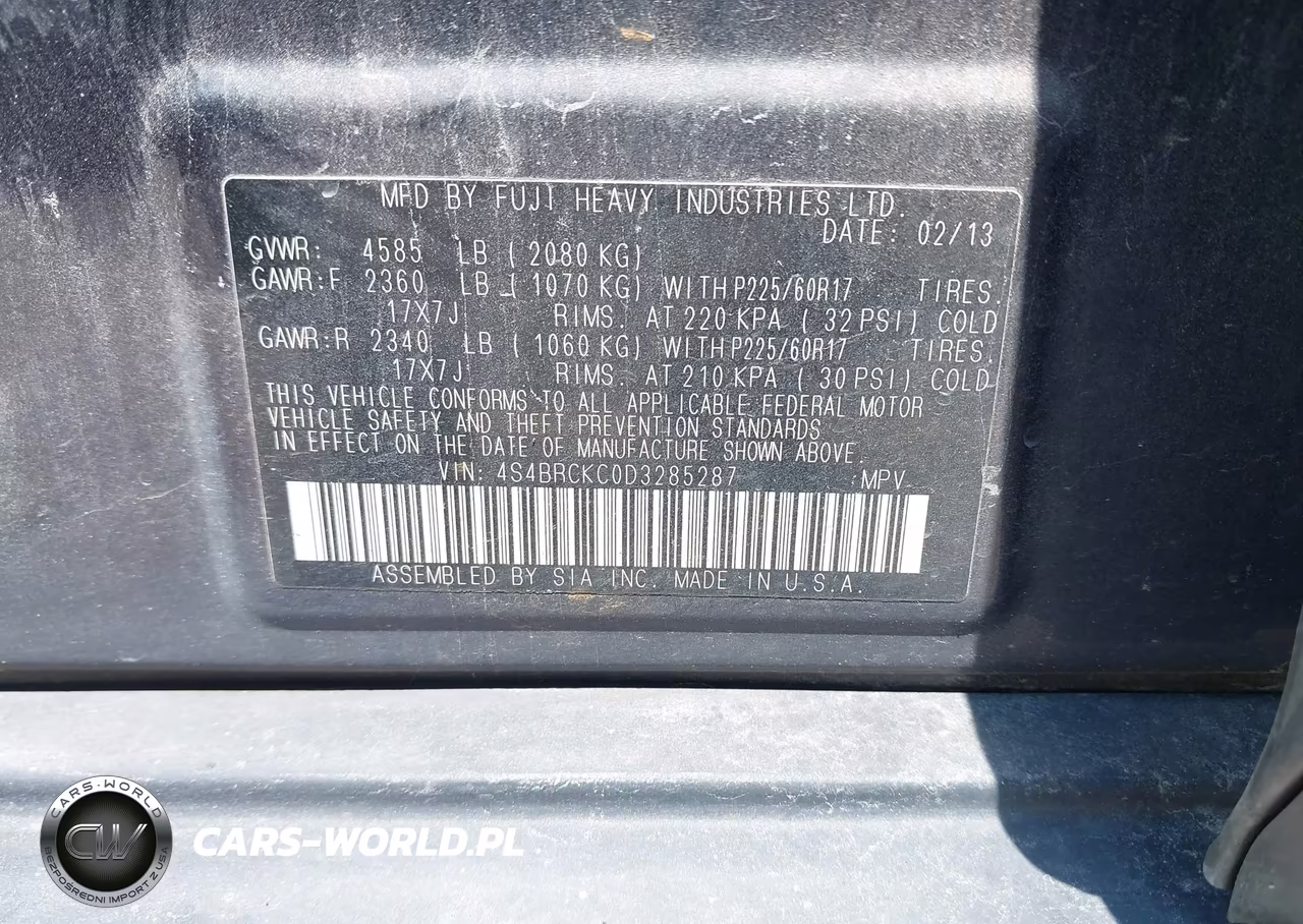 2013 Subaru Outback 2.5I Limited VIN:4S4BRCKC0D3285287 - 9