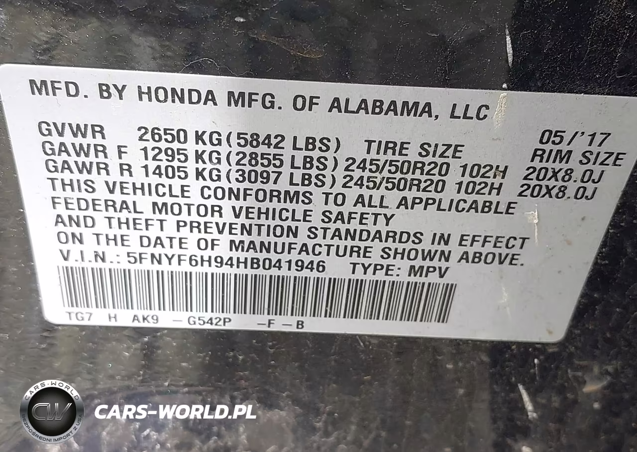 2017 Honda Pilot Touring VIN:5FNYF6H94HB041946 - 9