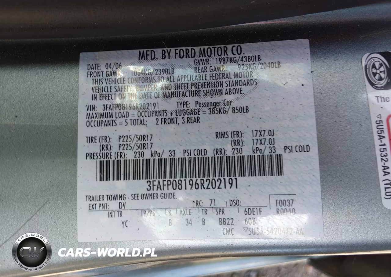 2006 Ford Fusion Sel VIN:3FAFP08196R202191 - 9