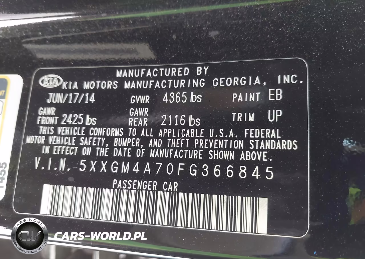 2015 Kia Optima Lx VIN:5XXGM4A70FG366845 - 9