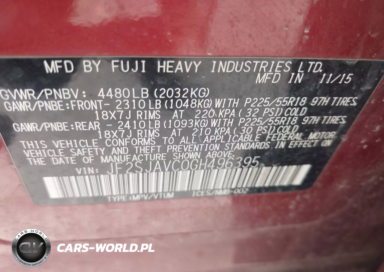 2016 Subaru Forester 2.5I Touring VIN:JF2SJAVC0GH496395 - 9