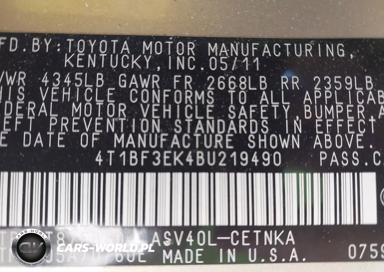 2011 Toyota Camry Le VIN:4T1BF3EK4BU219490 - 9