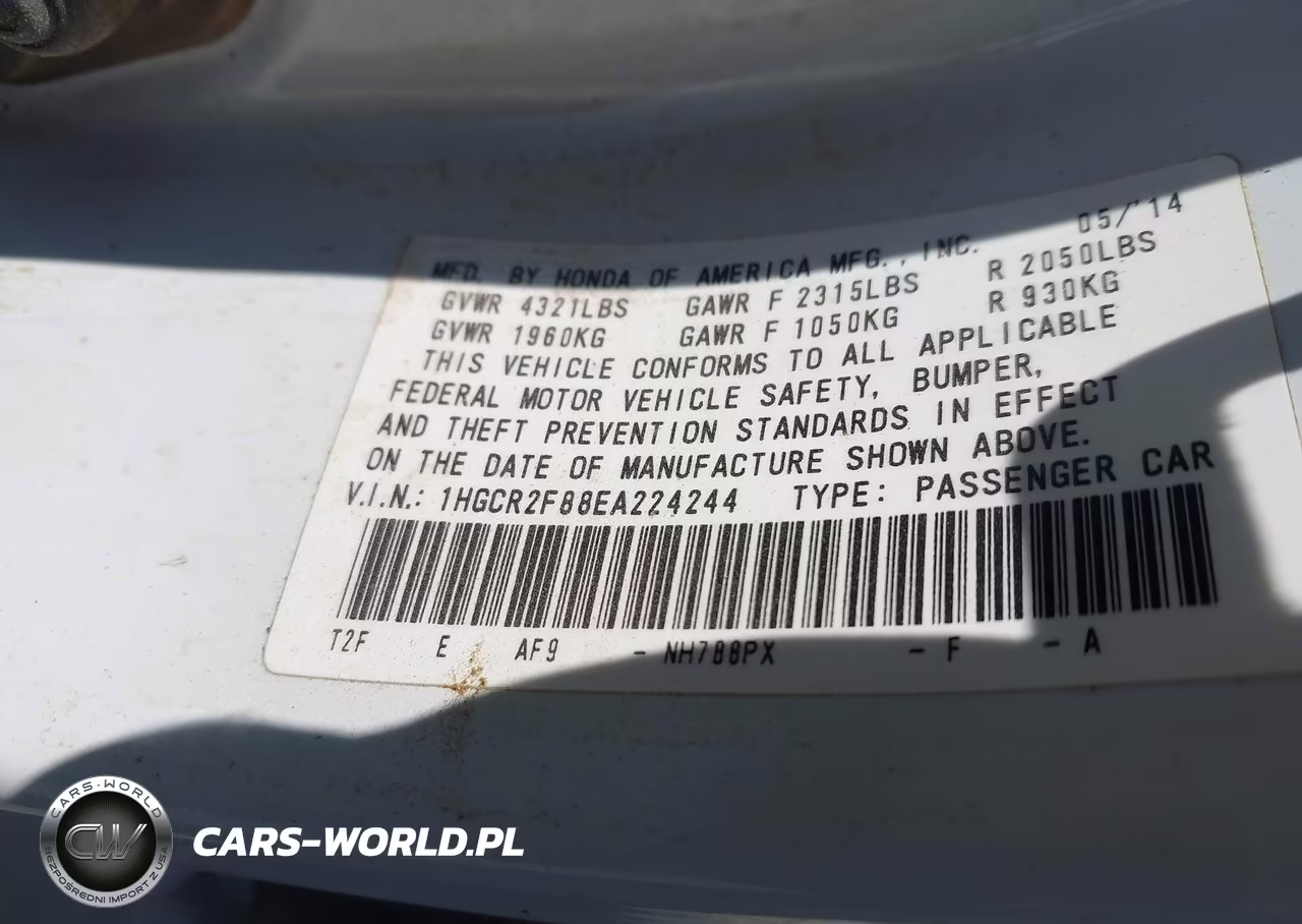 2014 Honda Accord Ex-L VIN:1HGCR2F88EA224244 - 9
