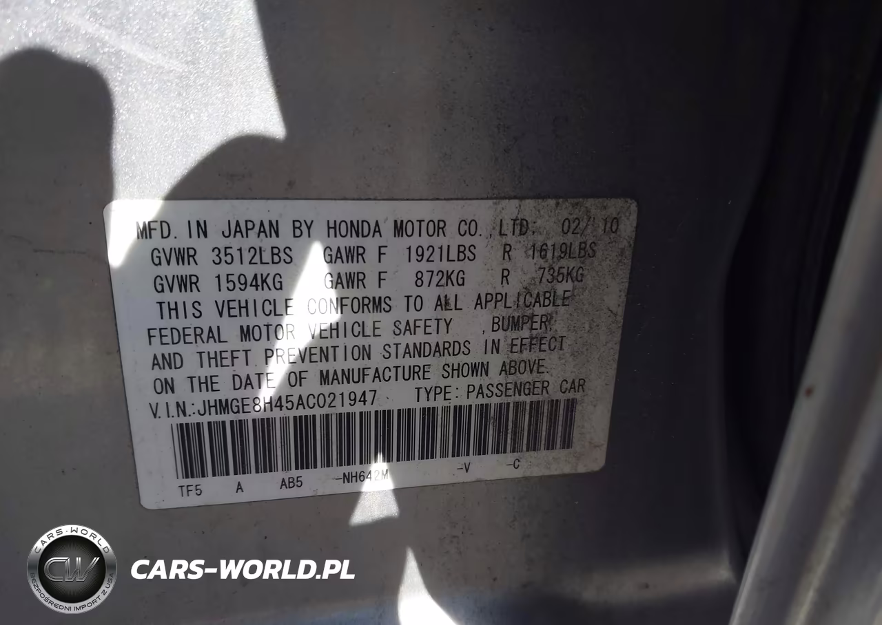 2010 Honda Fit Sport VIN:JHMGE8H45AC021947 - 9