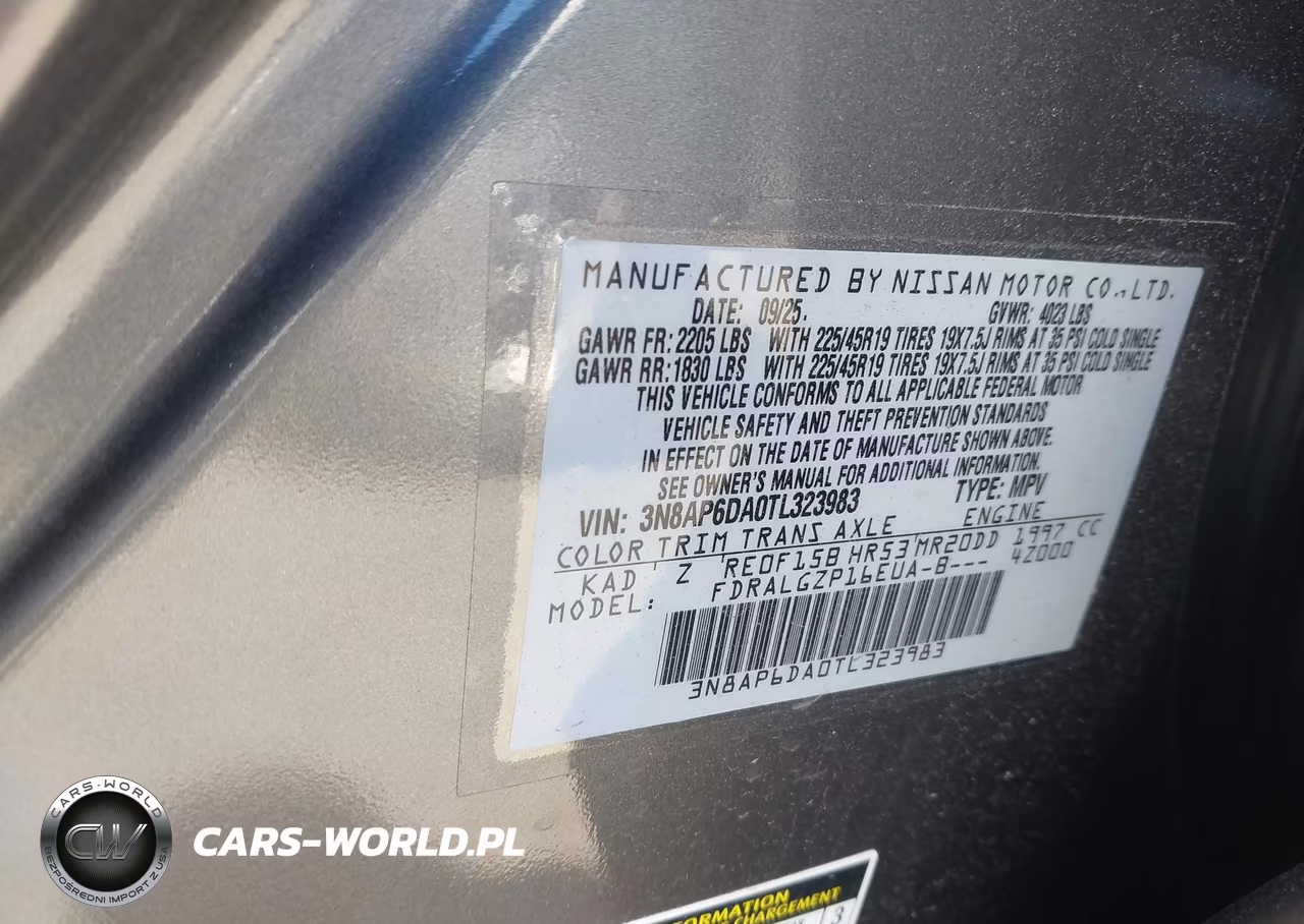 2026 Nissan Kicks Sr VIN:3N8AP6DA0TL323983 - 9