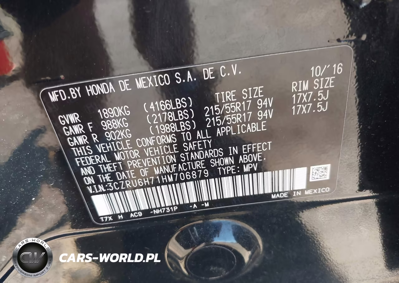 2017 Honda Hr-V Ex-L VIN:3CZRU6H71HM706879 - 9
