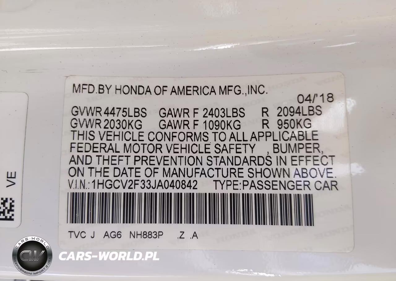 2018 Honda Accord Sport 2.0T VIN:1HGCV2F33JA040842 - 9