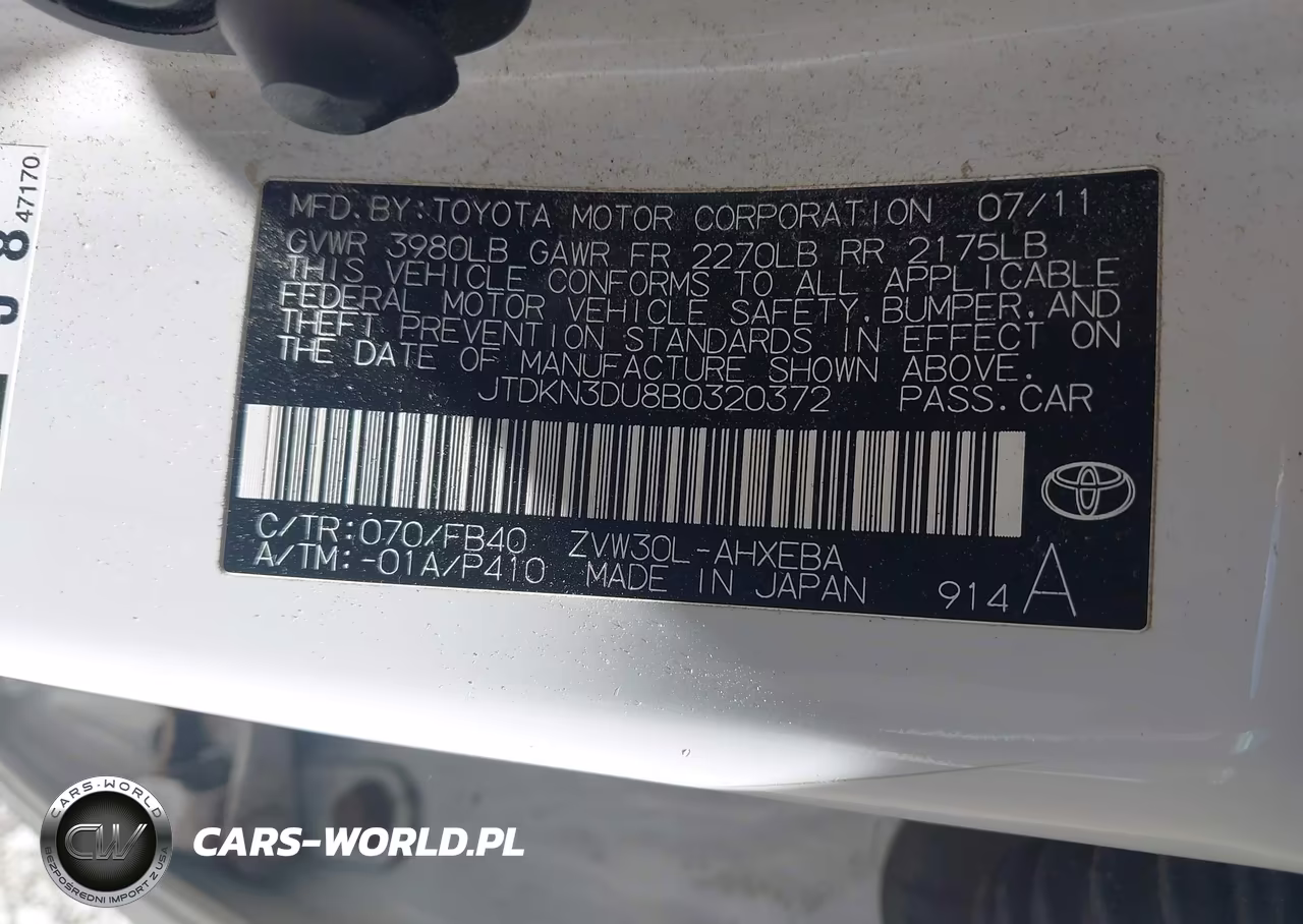 2011 Toyota Prius Three VIN:JTDKN3DU8B0320372 - 9
