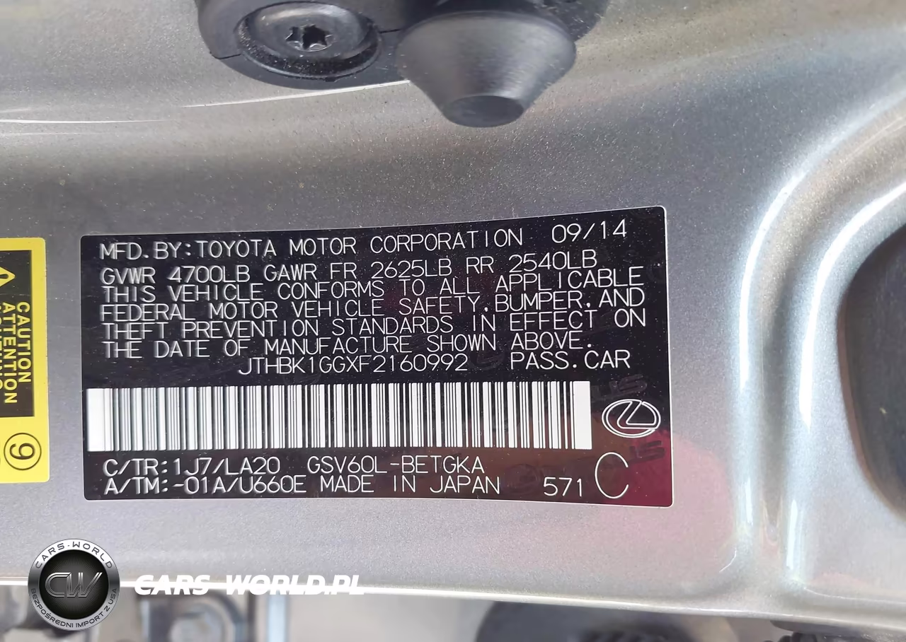 2015 Lexus Es 350 VIN:JTHBK1GGXF2160992 - 9