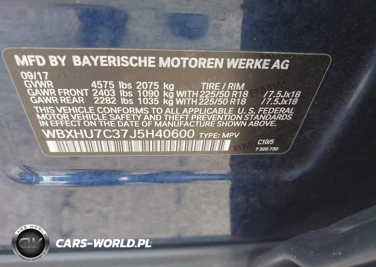 2018 BMW X1 Sdrive28I VIN:WBXHU7C37J5H40600 - 9