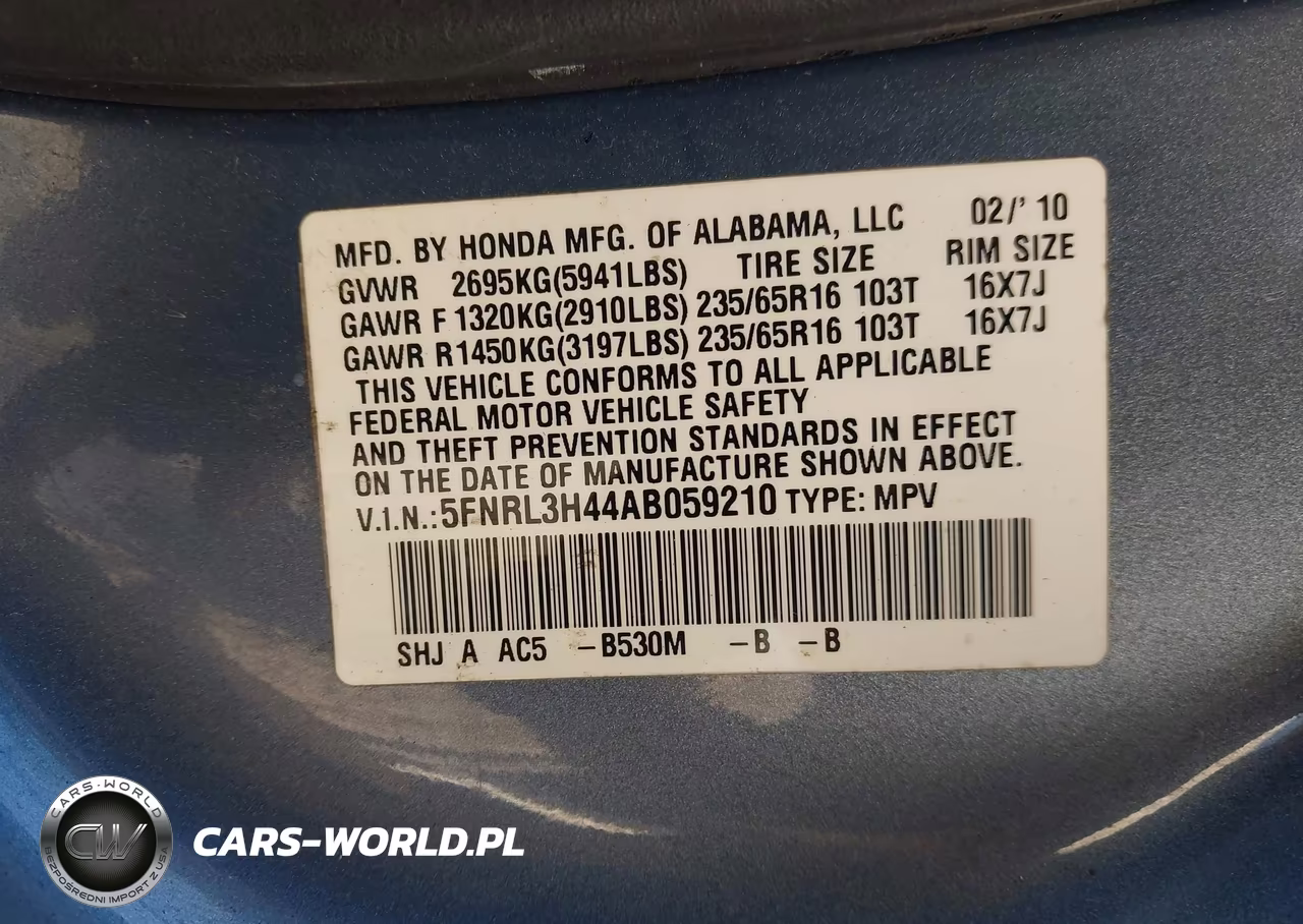 2010 Honda Odyssey Ex VIN:5FNRL3H44AB059210 - 9