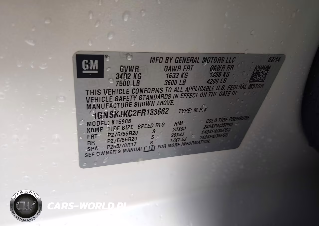 2015 Chevrolet Suburban 1500 Lt VIN:1GNSKJKC2FR133662 - 9