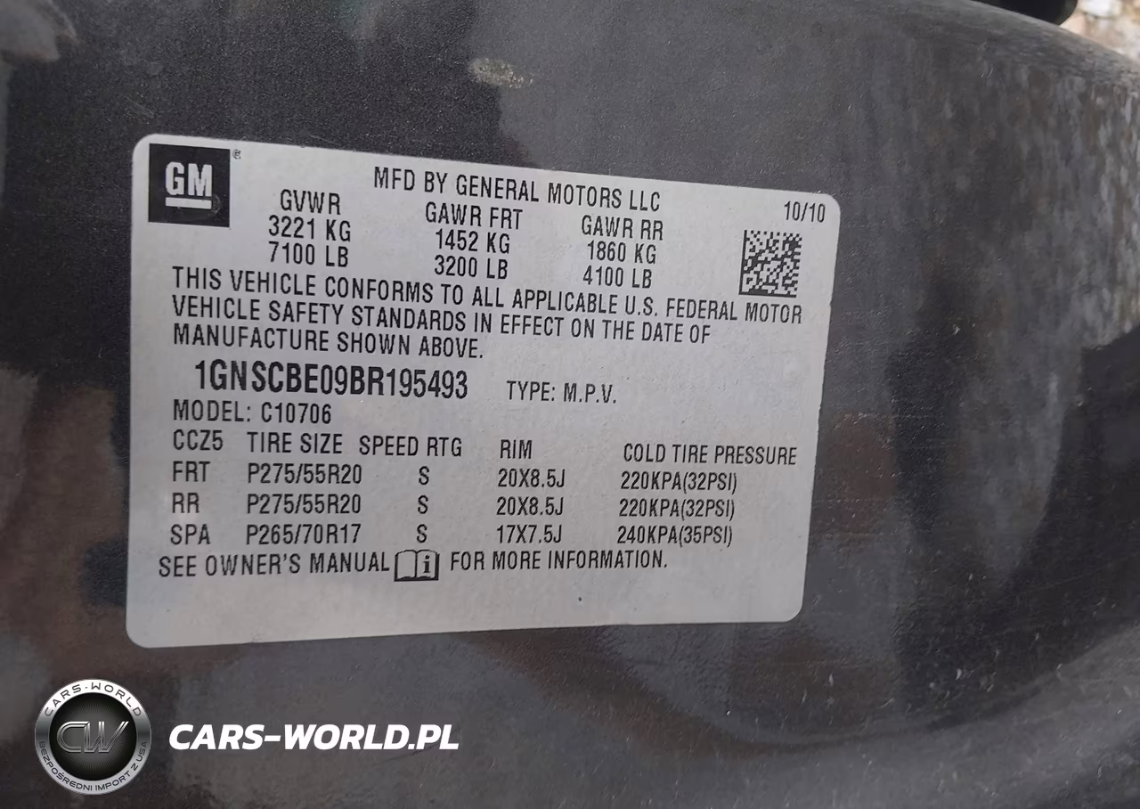 2011 Chevrolet Tahoe Lt VIN:1GNSCBE09BR195493 - 9