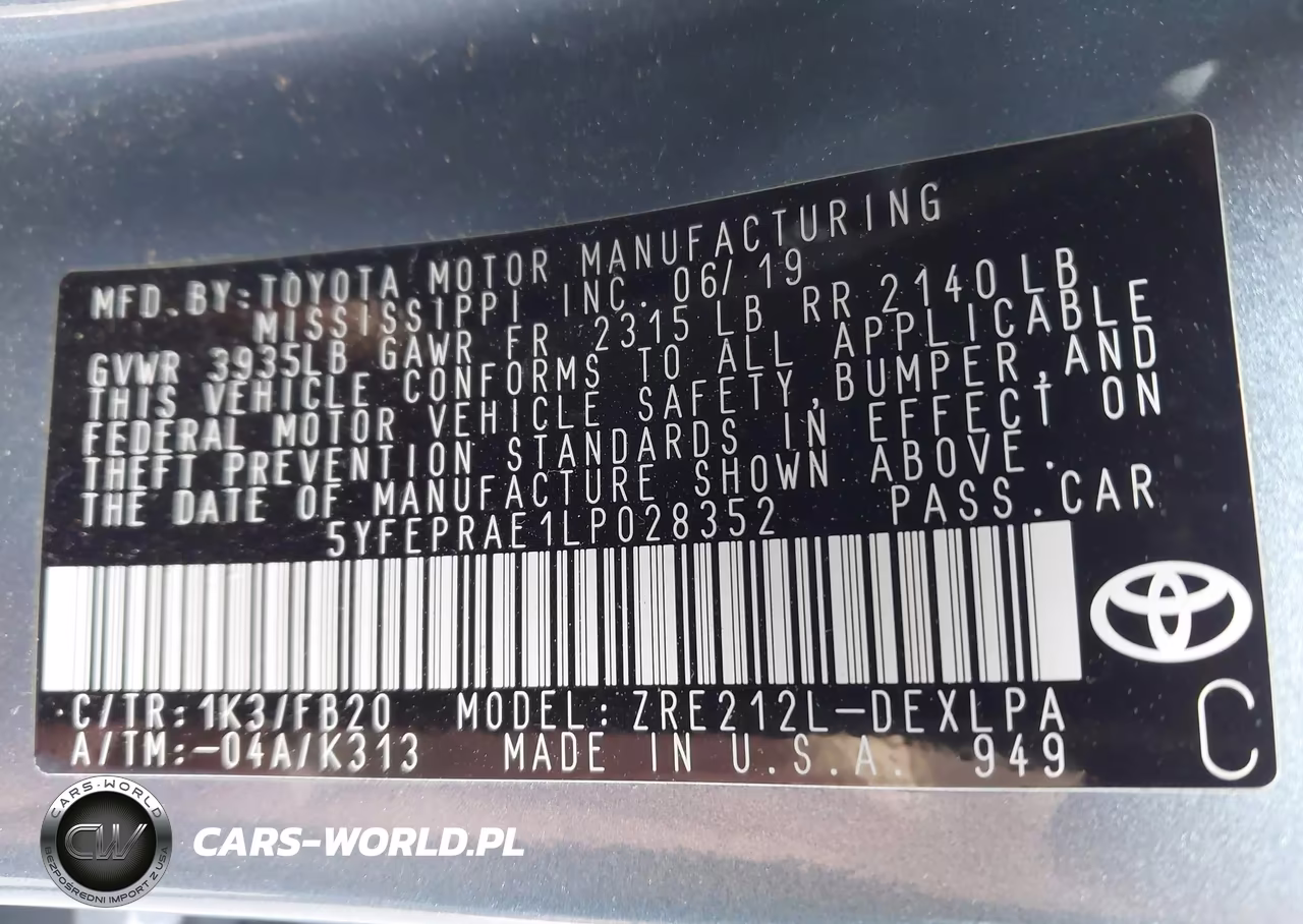 2020 Toyota Corolla Le VIN:5YFEPRAE1LP028352 - 9