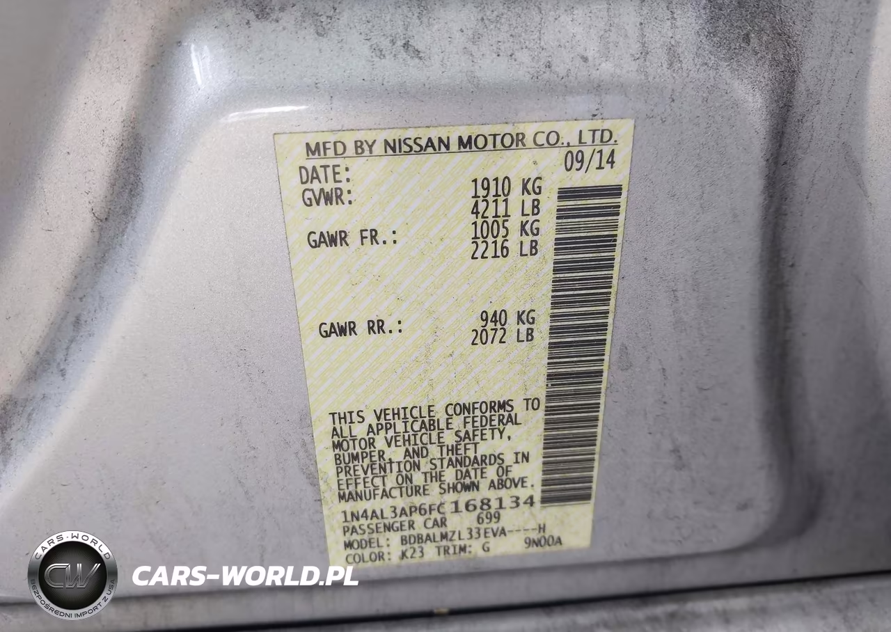2015 Nissan Altima 2.5 Sv VIN:1N4AL3AP6FC168134 - 9