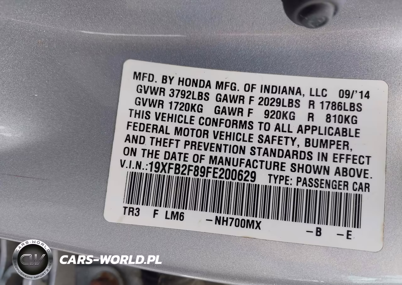 2015 Honda Civic Ex VIN:19XFB2F89FE200629 - 9
