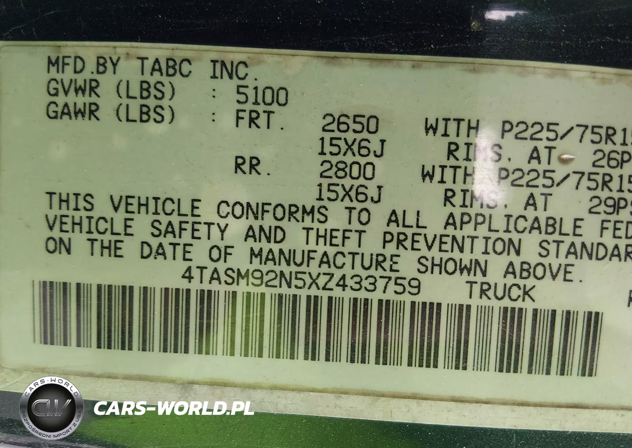 1999 Toyota Tacoma Prerunner VIN:4TASM92N5XZ433759 - 9
