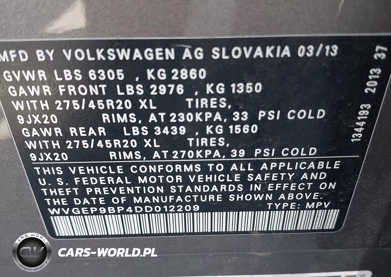 2013 Volkswagen Touareg Tdi Executive VIN:WVGEP9BP4DD012209 - 9