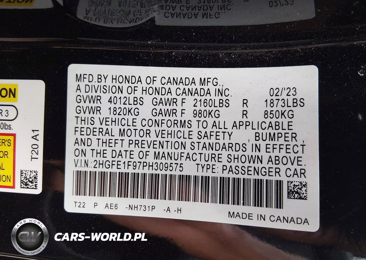 2023 Honda Civic Touring VIN:2HGFE1F97PH309575 - 9
