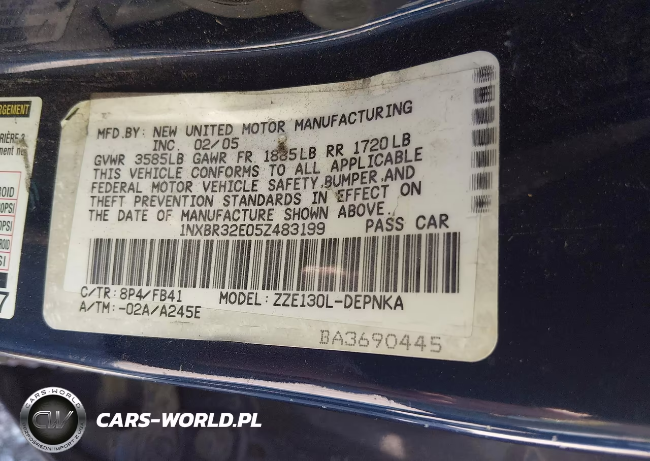 2005 Toyota Corolla Le VIN:1NXBR32E05Z483199 - 9