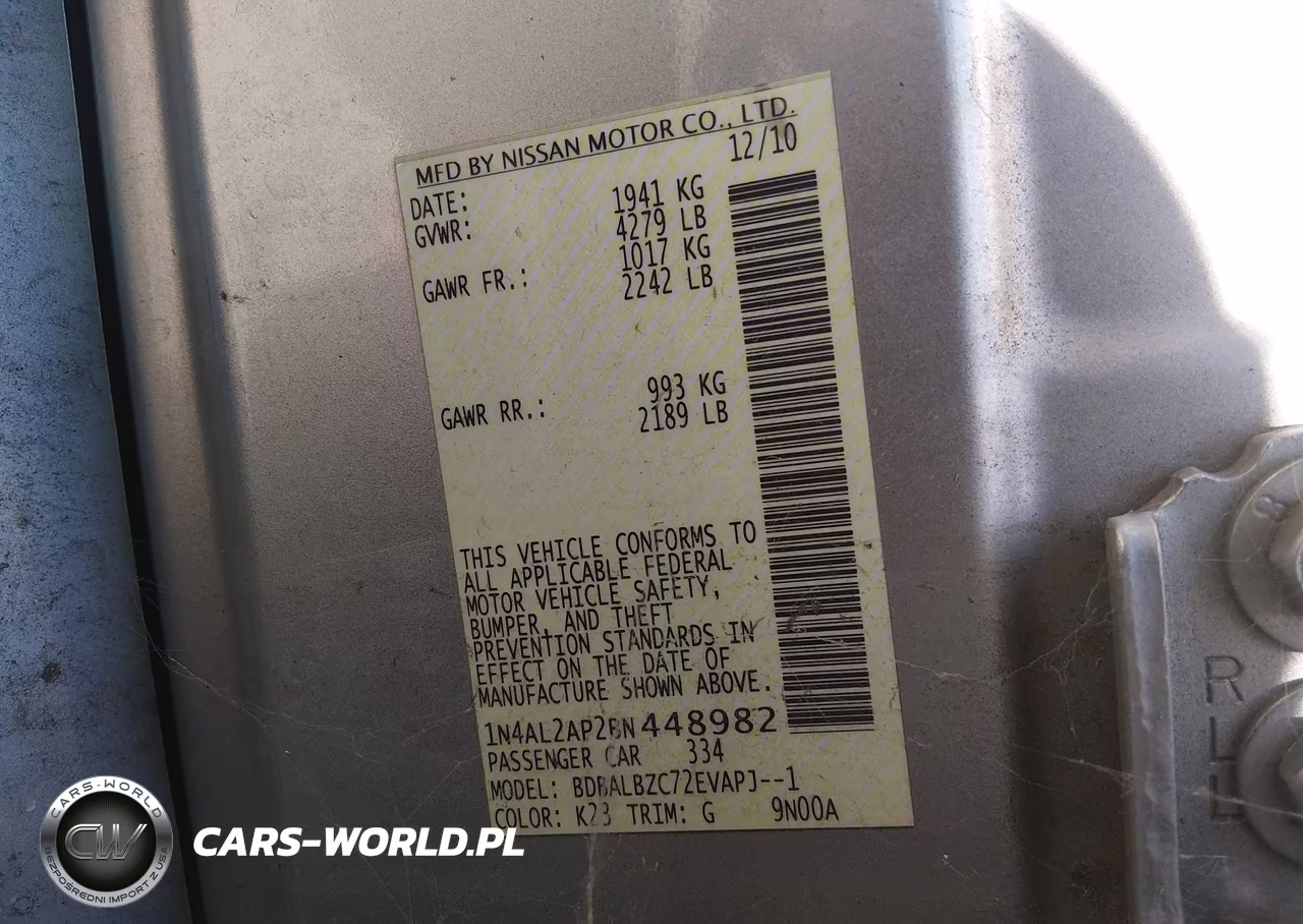 2011 Nissan Altima 2.5 S VIN:1N4AL2AP2BN448982 - 9