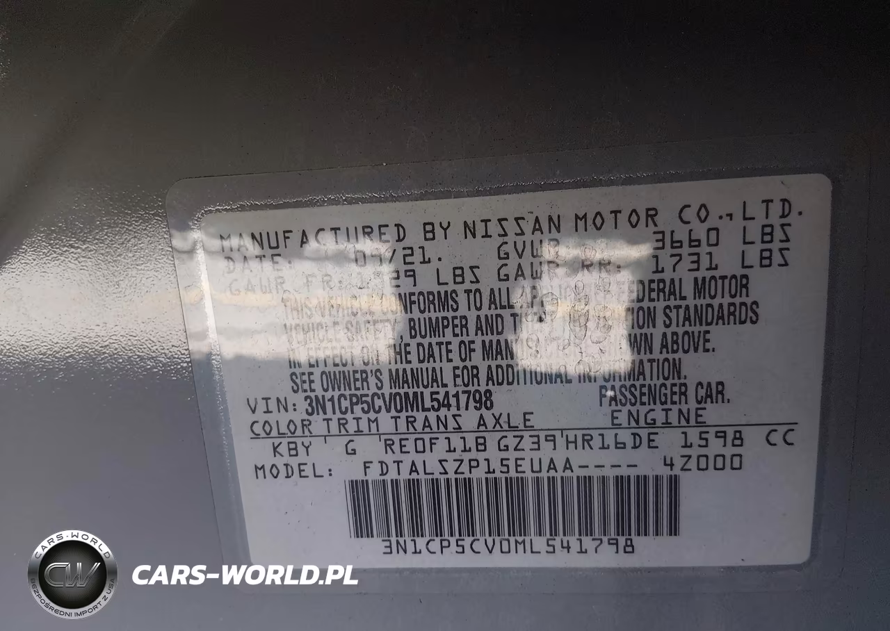 2021 Nissan Kicks Sv Xtronic Cvt VIN:3N1CP5CV0ML541798 - 9