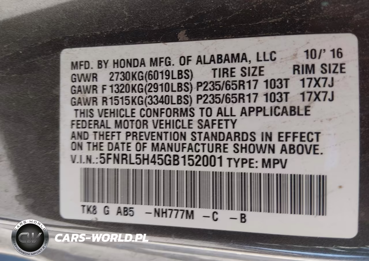 2016 Honda Odyssey Ex VIN:5FNRL5H45GB152001 - 9