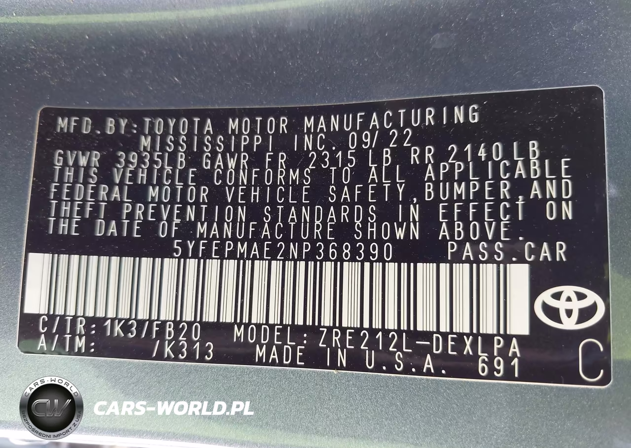 2022 Toyota Corolla Le VIN:5YFEPMAE2NP368390 - 9