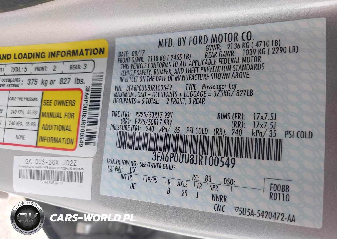 2018 Ford Fusion Hybrid S VIN:3FA6P0UU8JR100549 - 9