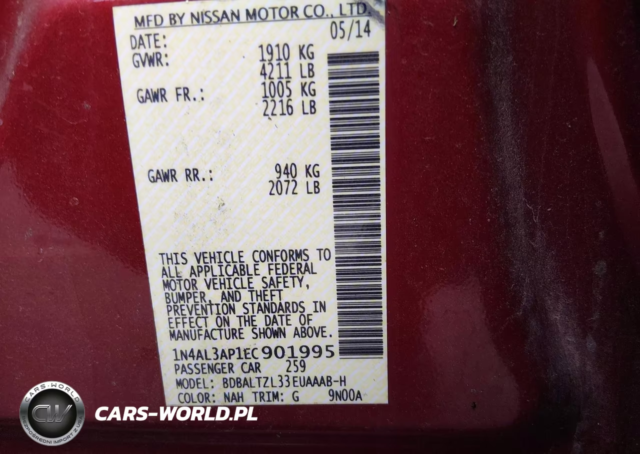 2014 Nissan Altima 2.5 Sv VIN:1N4AL3AP1EC901995 - 9