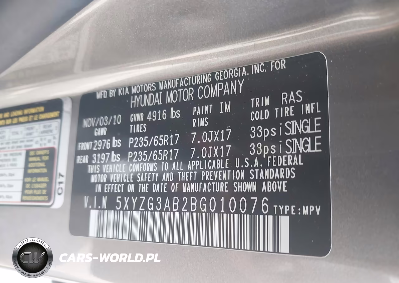 2011 Hyundai Santa Fe Gls VIN:5XYZG3AB2BG010076 - 9