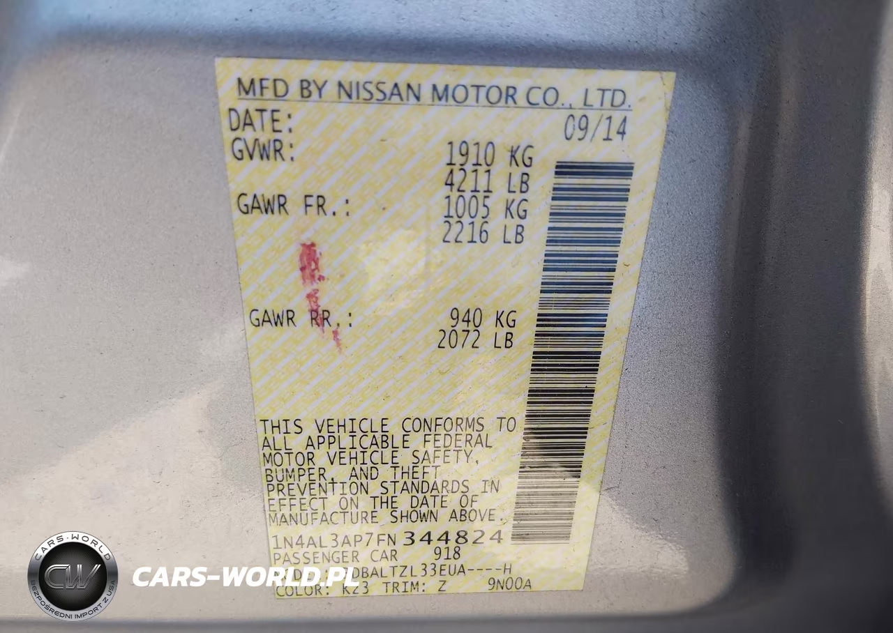 2015 Nissan Altima 2.5 Sl VIN:1N4AL3AP7FN344824 - 9